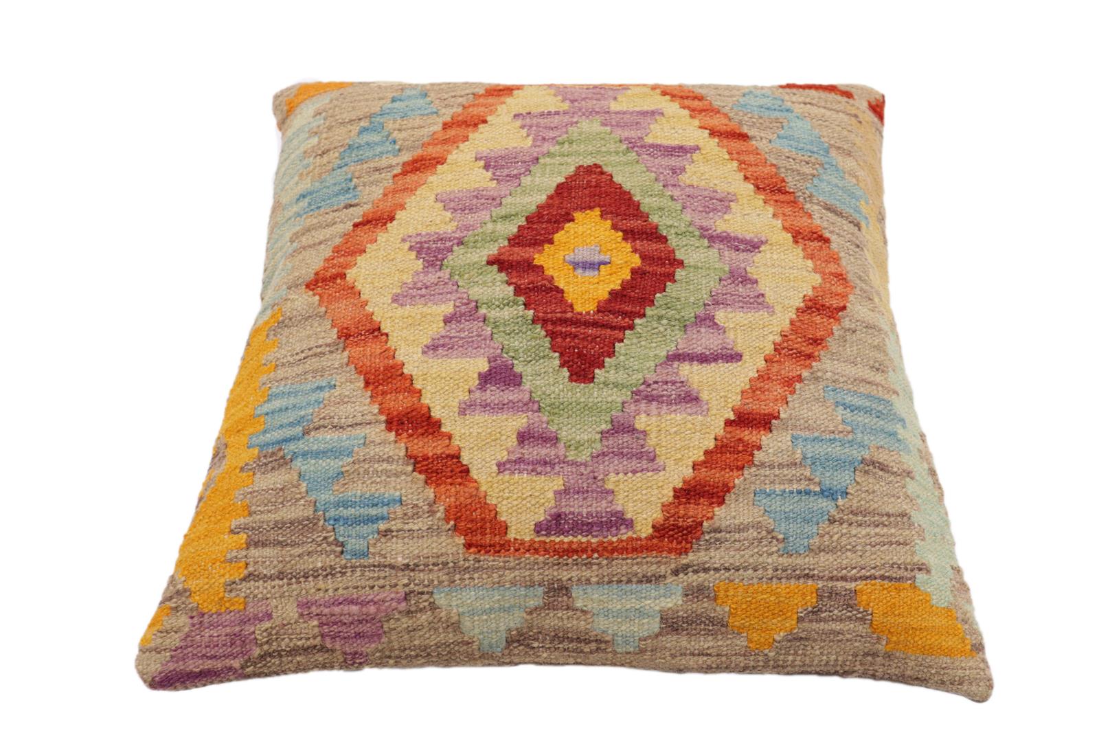 handmade Traditional Pillow Red Blue Hand-Woven SQUARE 100% WOOL Hand woven turkish pillow2 x 2