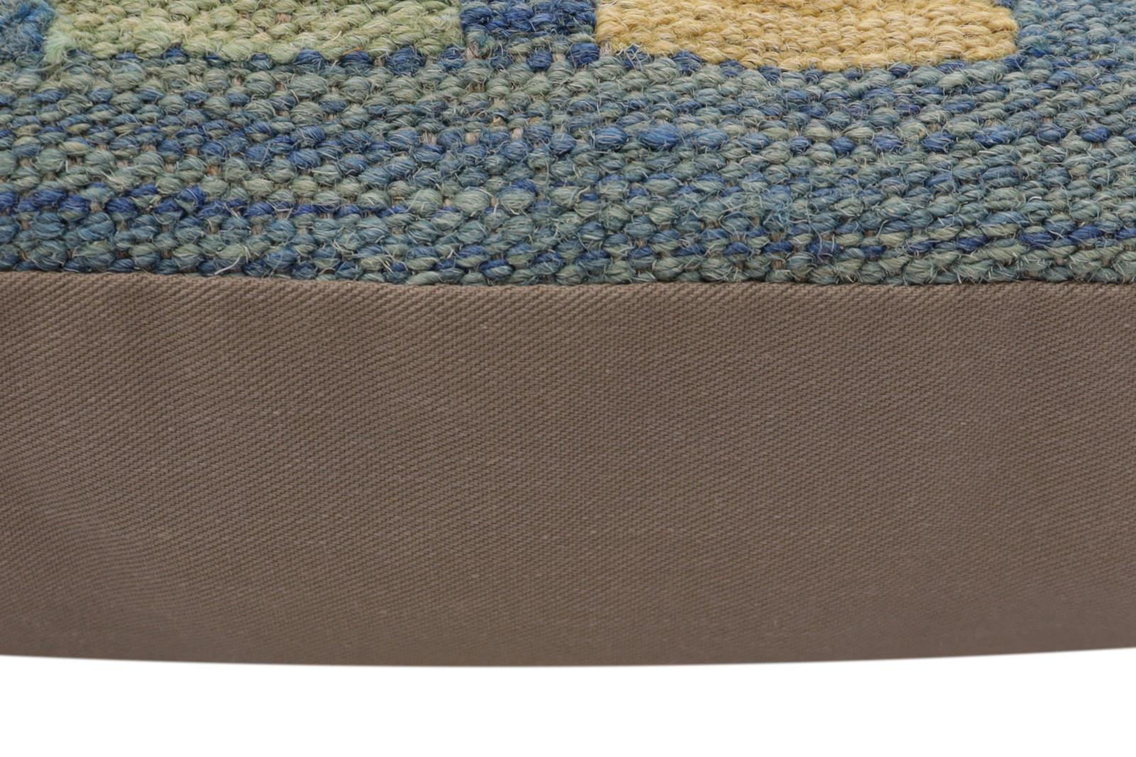 handmade Traditional Pillow Blue Gray Hand-Woven SQUARE 100% WOOL Hand woven turkish pillow2 x 2