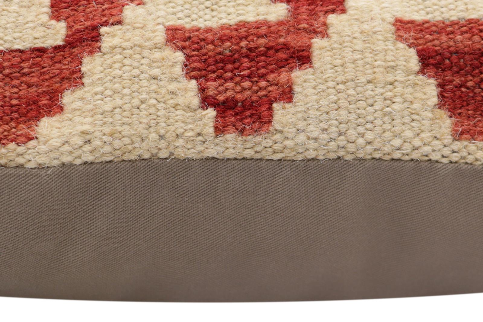 handmade Traditional Pillow Beige Red Hand-Woven SQUARE 100% WOOL Hand woven turkish pillow2 x 2