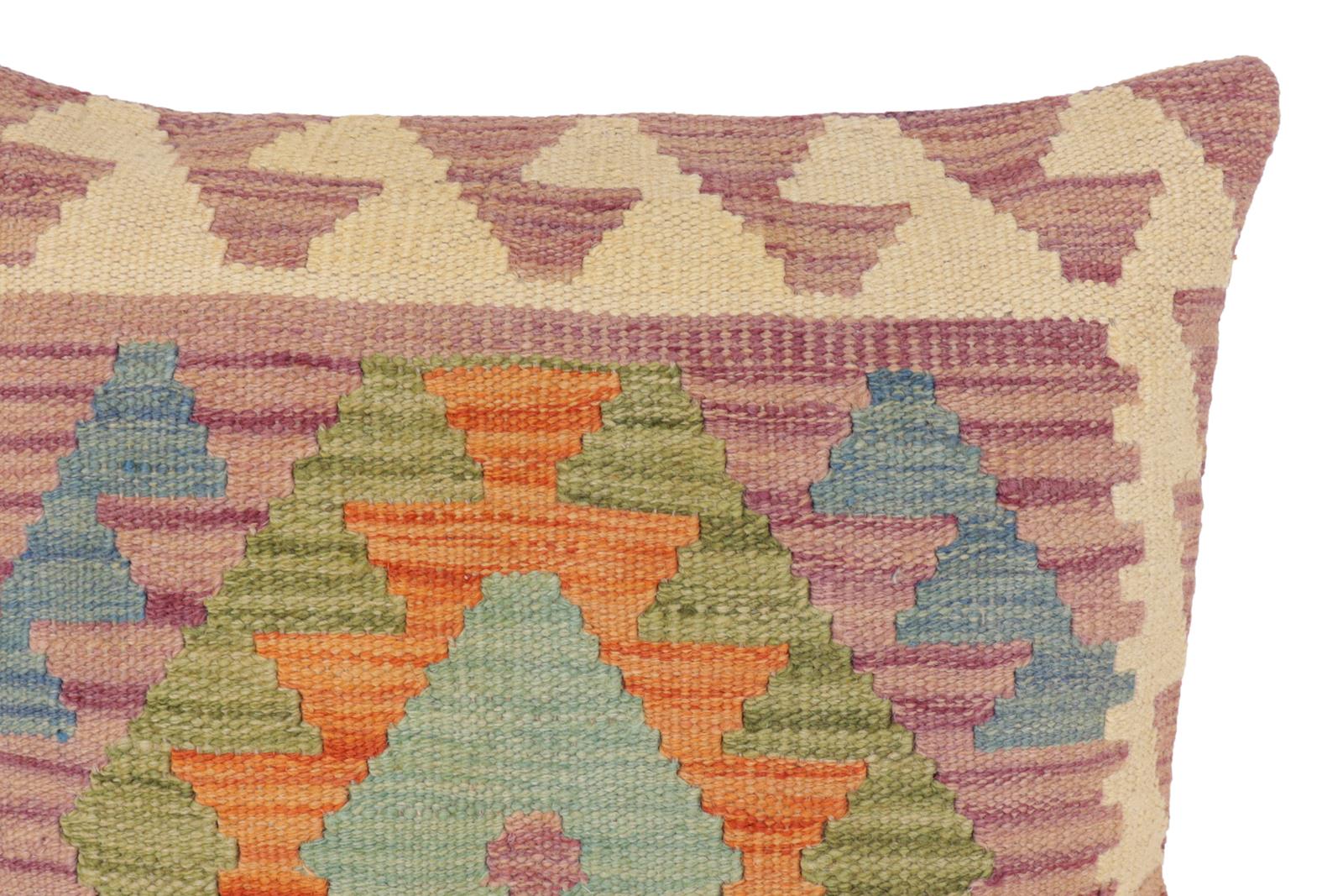 handmade Traditional Pillow Purple Blue Hand-Woven SQUARE 100% WOOL  Hand woven turkish pillow  PILLOW