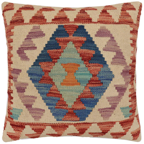 handmade Traditional Pillow Beige Red Hand-Woven SQUARE 100% WOOL  Hand woven turkish pillow  PILLOW