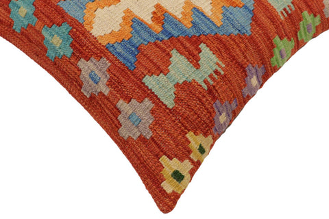 handmade Traditional Pillow Rust Blue Hand-Woven SQUARE 100% WOOL  Hand woven turkish pillow  PILLOW