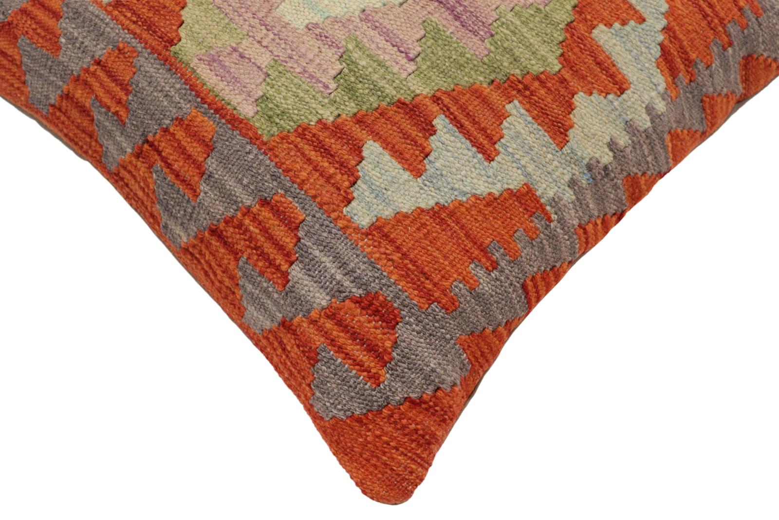 handmade Traditional Pillow Rust Charcoal Hand-Woven SQUARE 100% WOOL  Hand woven turkish pillow  PILLOW