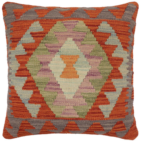 handmade Traditional Pillow Rust Charcoal Hand-Woven SQUARE 100% WOOL  Hand woven turkish pillow  PILLOW