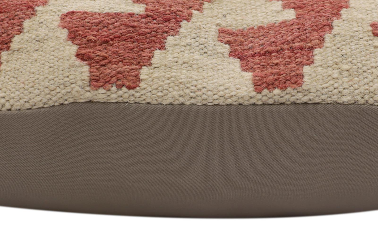 handmade Traditional Pillow Beige Red Hand-Woven SQUARE 100% WOOL  Hand woven turkish pillow  PILLOW