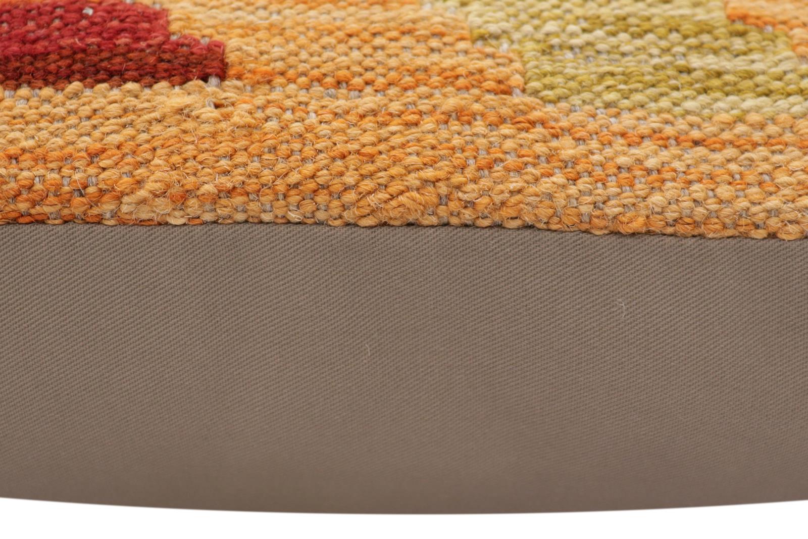 handmade Traditional Pillow Orange Red Hand-Woven SQUARE 100% WOOL  Hand woven turkish pillow  2 x 2