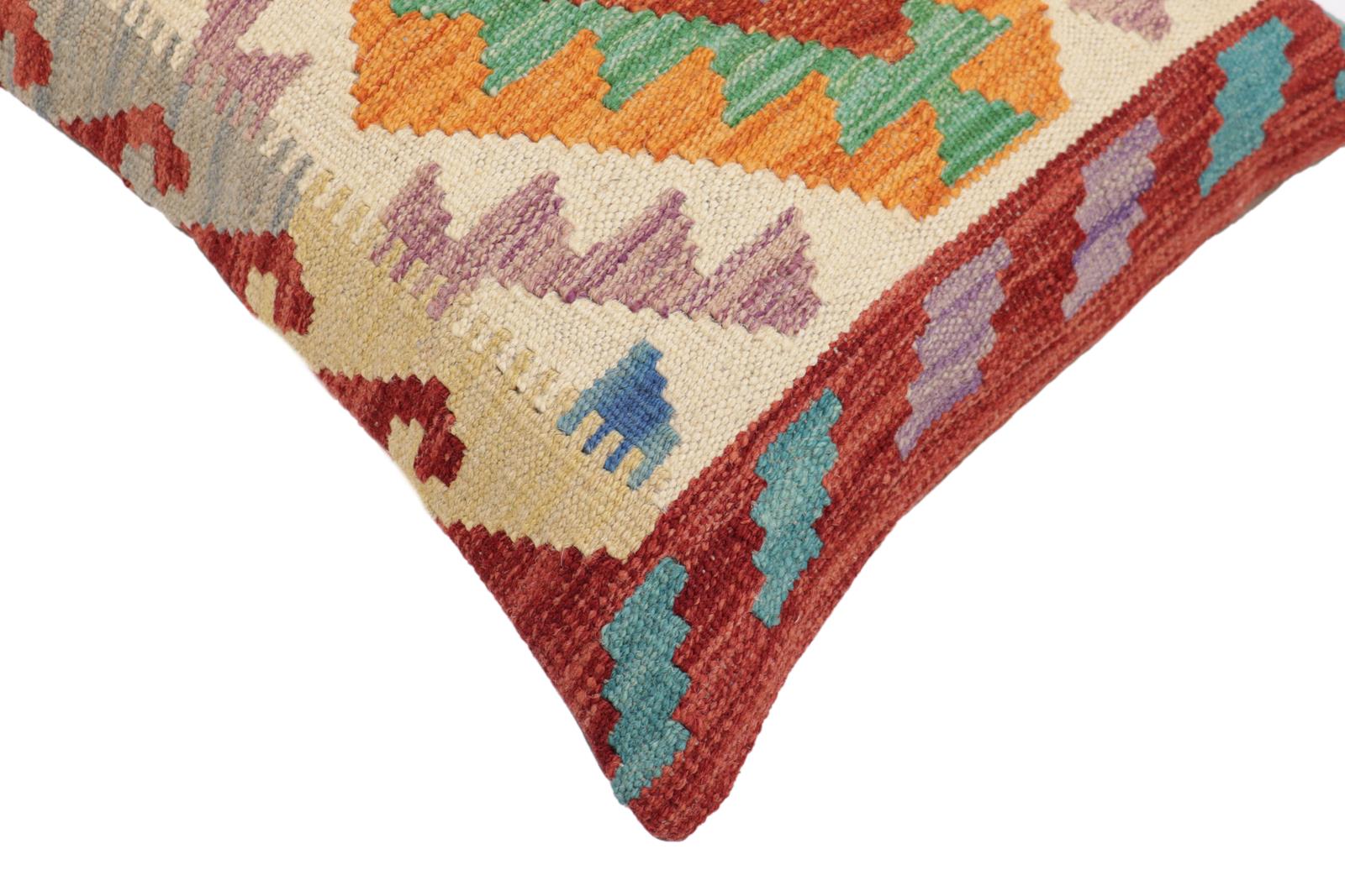 handmade Traditional Pillow Red Beige Hand-Woven SQUARE 100% WOOL  Hand woven turkish pillow  PILLOW