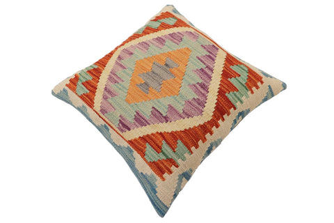 handmade Traditional Pillow Rust Blue Hand-Woven SQUARE 100% WOOL  Hand woven turkish pillow  PILLOW