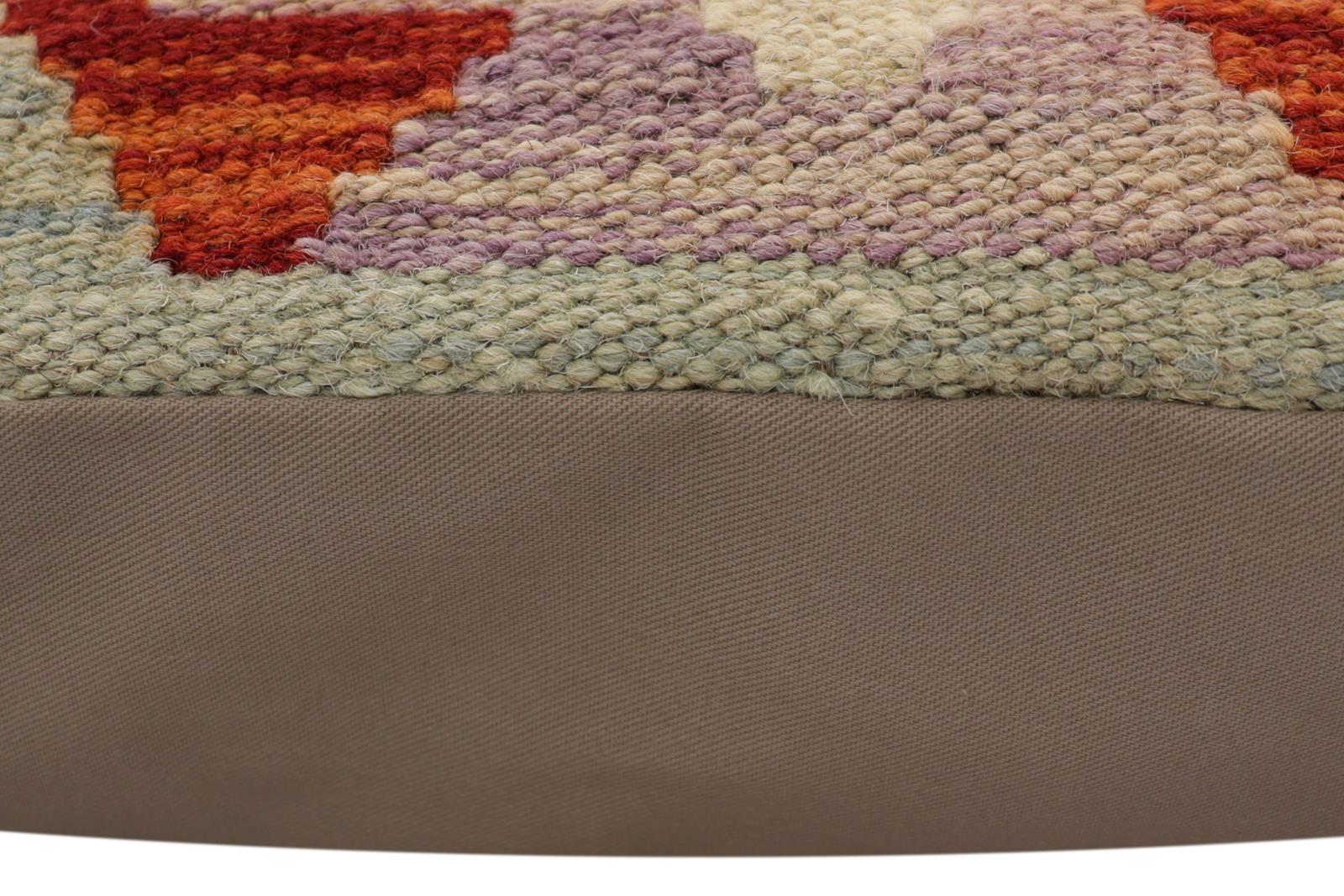 handmade Traditional Pillow Rust Blue Hand-Woven SQUARE 100% WOOL  Hand woven turkish pillow  PILLOW