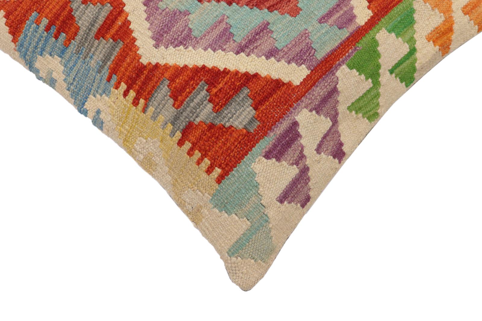 handmade Traditional Pillow Rust Blue Hand-Woven SQUARE 100% WOOL  Hand woven turkish pillow  PILLOW