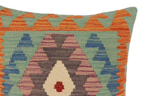 handmade Traditional Pillow Blue Gray Hand-Woven SQUARE 100% WOOL  Hand woven turkish pillow  PILLOW