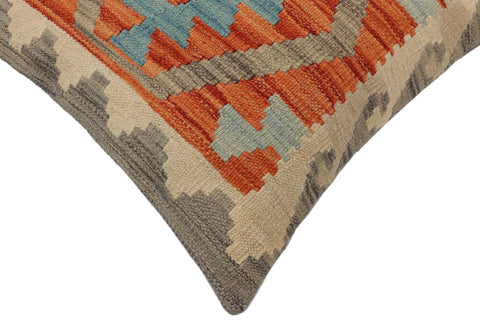 handmade Traditional Pillow Rust Blue Hand-Woven SQUARE 100% WOOL  Hand woven turkish pillow  PILLOW