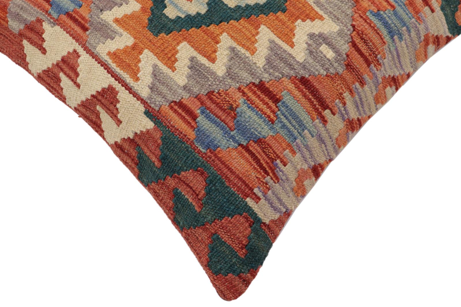 handmade Traditional Pillow Rust Blue Hand-Woven SQUARE 100% WOOL  Hand woven turkish pillow  PILLOW