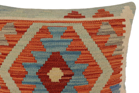 handmade Traditional Pillow Rust Blue Hand-Woven SQUARE 100% WOOL  Hand woven turkish pillow  PILLOW