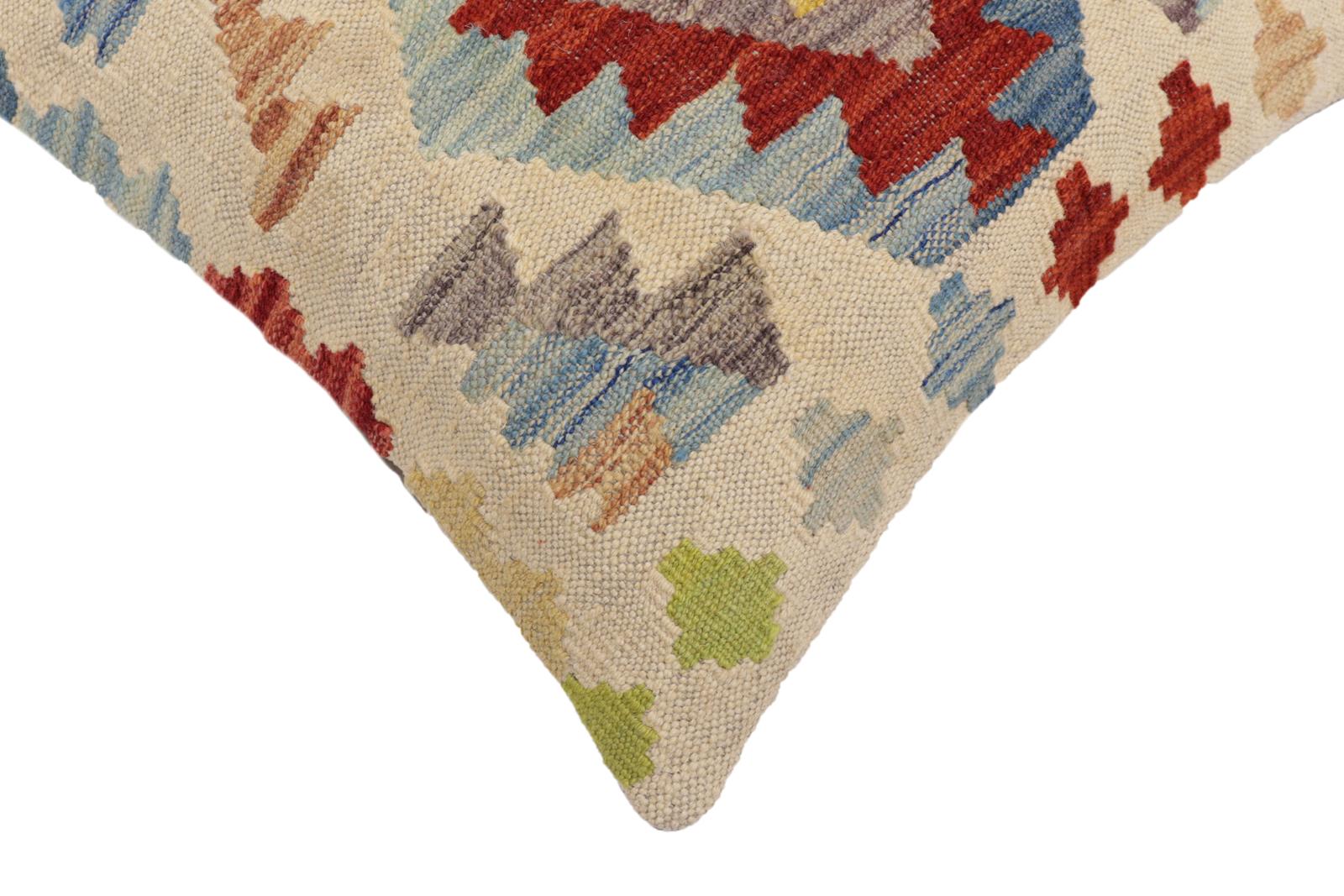 handmade Traditional Pillow Beige Rust Hand-Woven SQUARE 100% WOOL Hand woven turkish pillow2 x 2