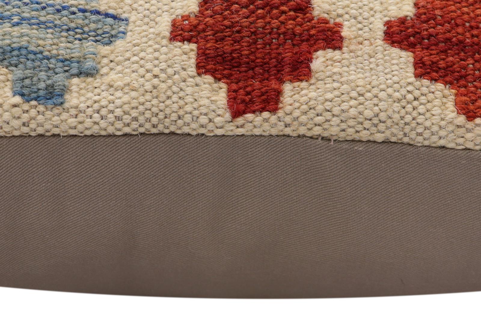 handmade Traditional Pillow Beige Rust Hand-Woven SQUARE 100% WOOL Hand woven turkish pillow2 x 2