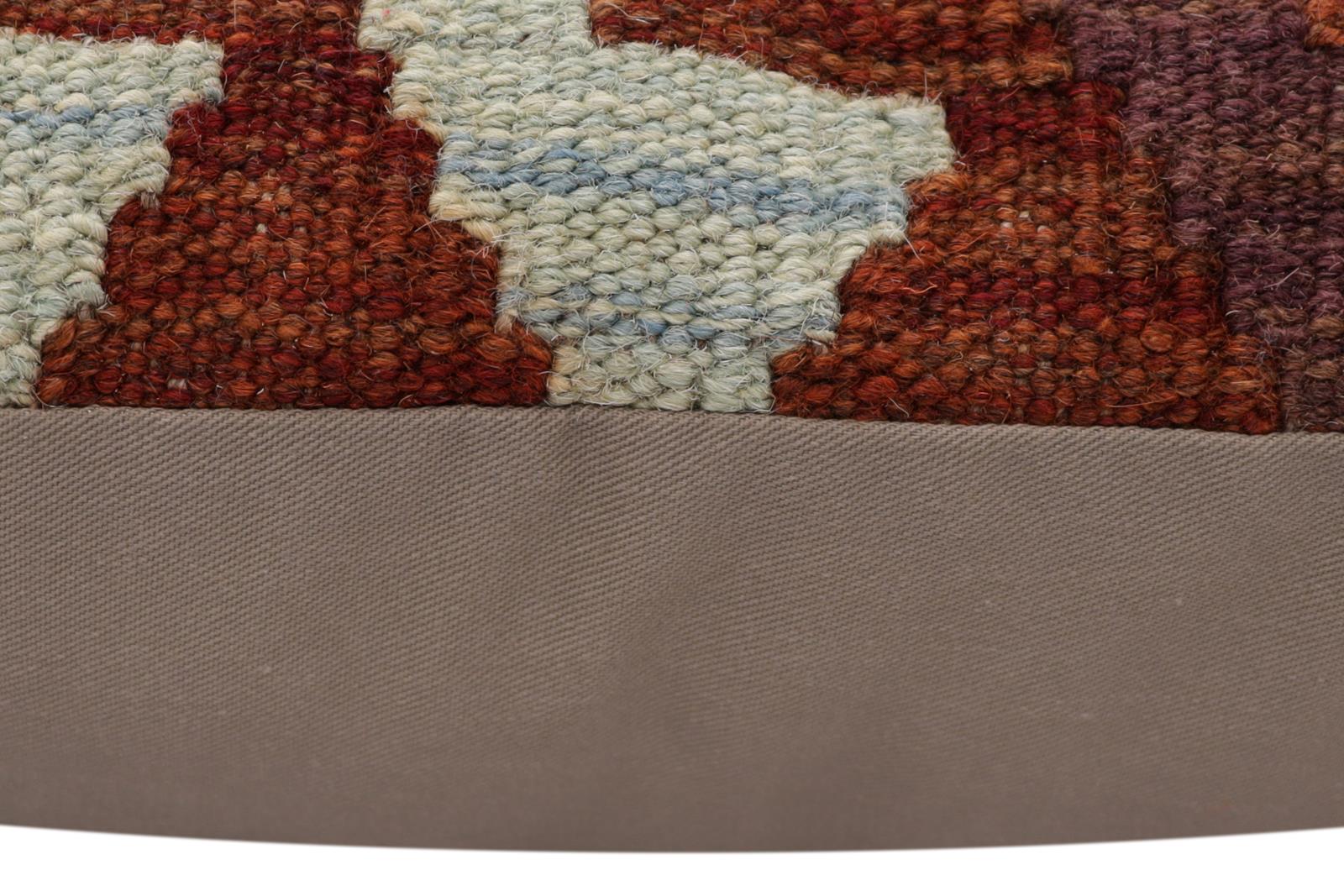 handmade Traditional Pillow Rust Blue Hand-Woven SQUARE 100% WOOL Hand woven turkish pillow2 x 2