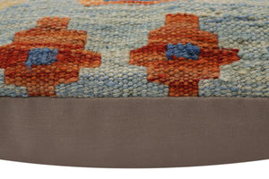 handmade Traditional Pillow Blue Rust Hand-Woven SQUARE 100% WOOL Hand woven turkish pillow2 x 2