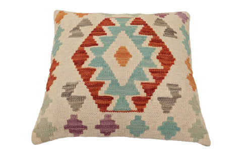handmade Traditional Pillow Beige Rust Hand-Woven SQUARE 100% WOOL Hand woven turkish pillow2 x 2