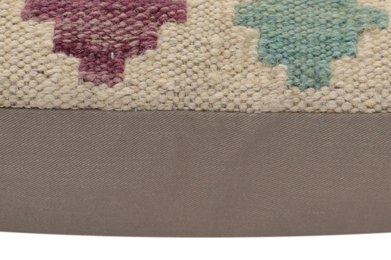 handmade Traditional Pillow Beige Rust Hand-Woven SQUARE 100% WOOL Hand woven turkish pillow2 x 2