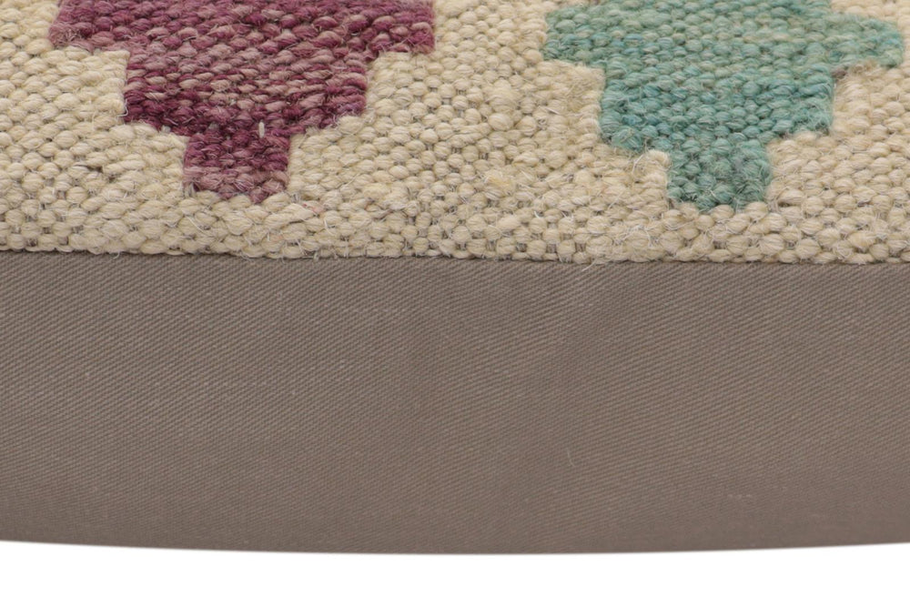 handmade Traditional Pillow Beige Rust Hand-Woven SQUARE 100% WOOL Hand woven turkish pillow2 x 2