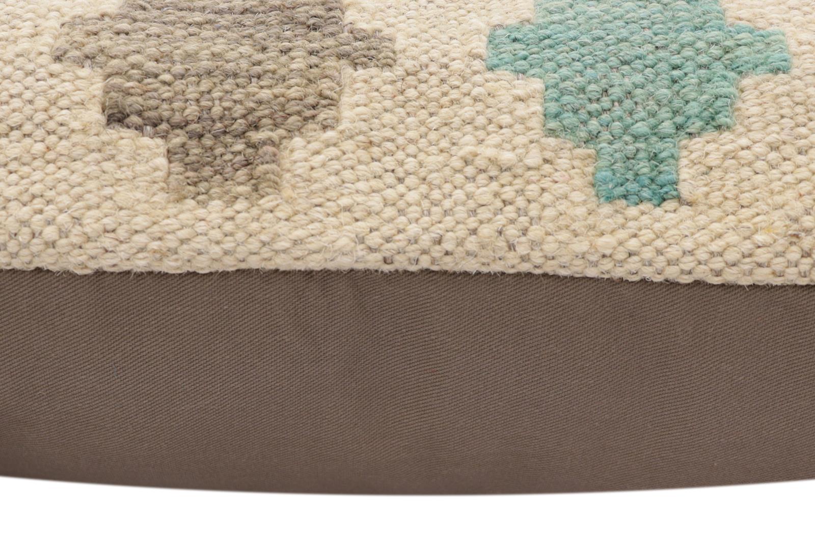 handmade Traditional Pillow Beige Rust Hand-Woven SQUARE 100% WOOL Hand woven turkish pillow2 x 2
