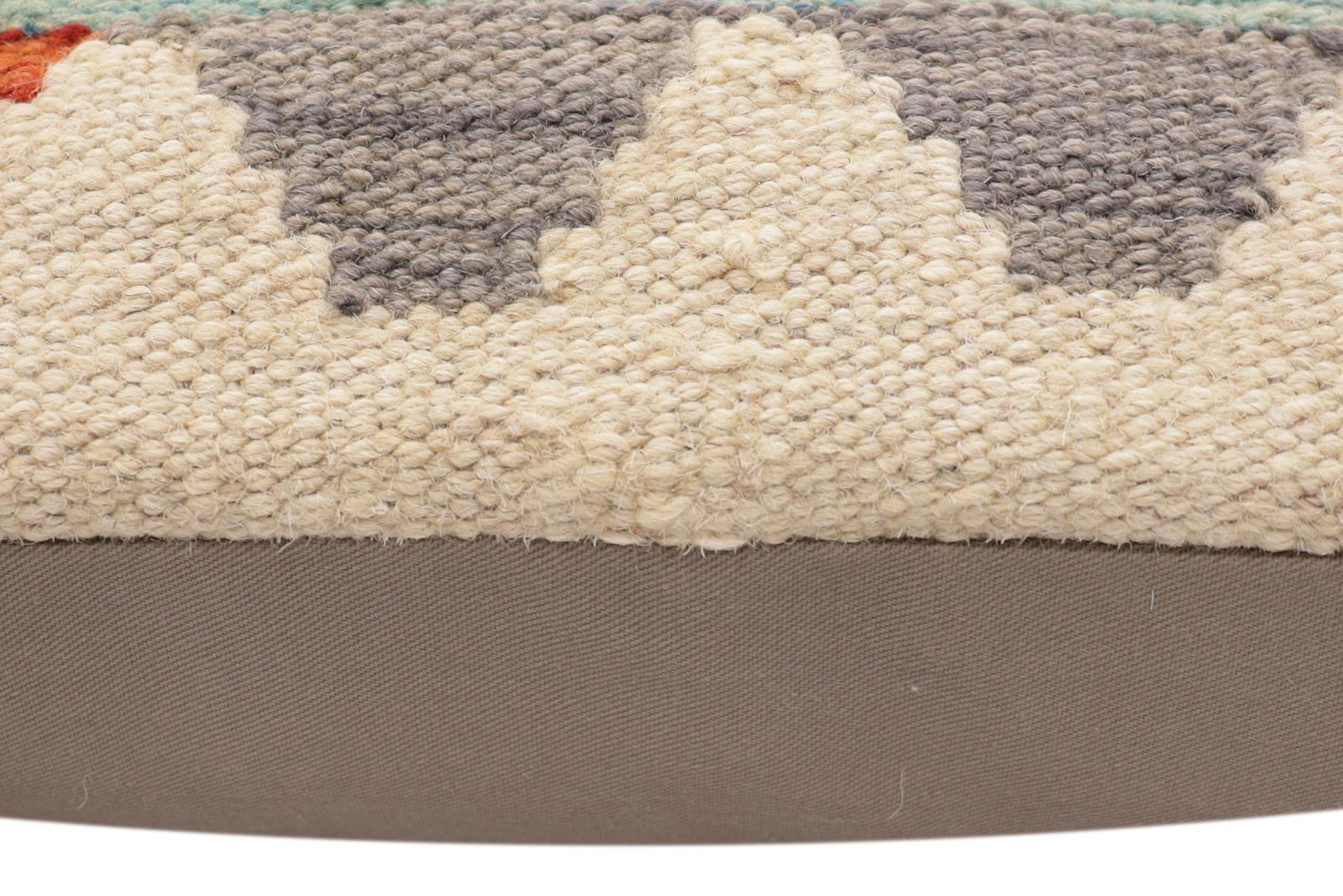 handmade Traditional Pillow Rust Blue Hand-Woven SQUARE 100% WOOL Hand woven turkish pillow2 x 2