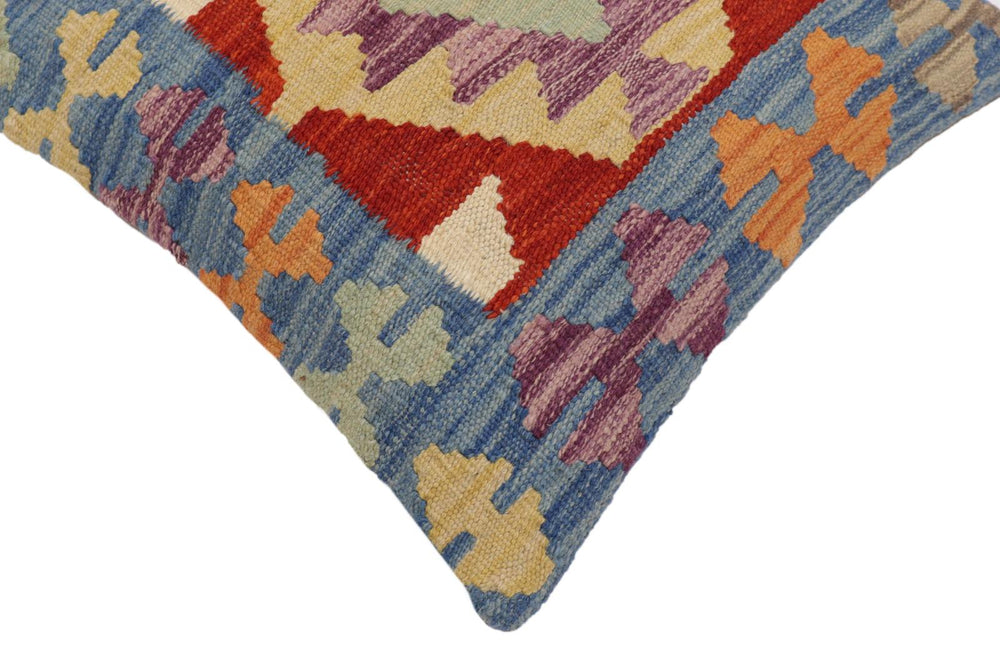 handmade Traditional Pillow Blue Rust Hand-Woven SQUARE 100% WOOL Hand woven turkish pillow2 x 2