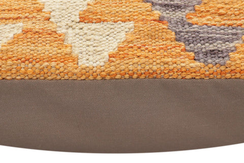 handmade Traditional Pillow Orange Blue Hand-Woven SQUARE 100% WOOL Hand woven turkish pillow2 x 2