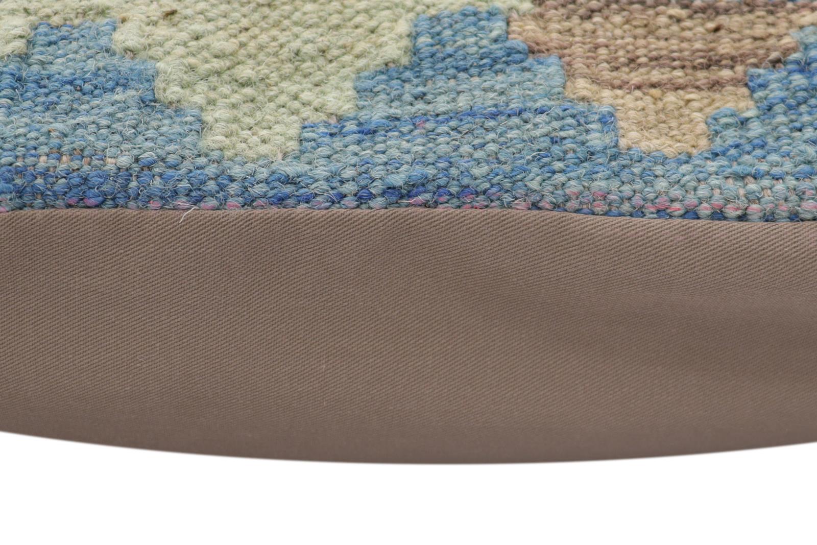 handmade Traditional Pillow Blue Beige Hand-Woven SQUARE 100% WOOL Hand woven turkish pillow2 x 2