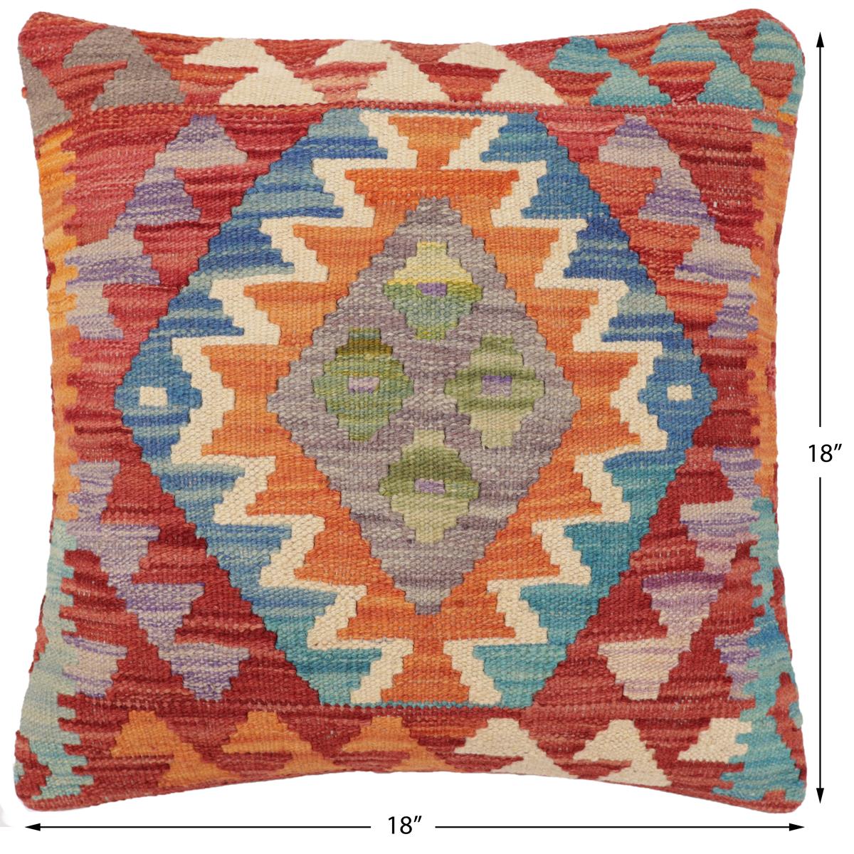 handmade Traditional Pillow Red Rust Hand-Woven SQUARE 100% WOOL Hand woven turkish pillow2 x 2