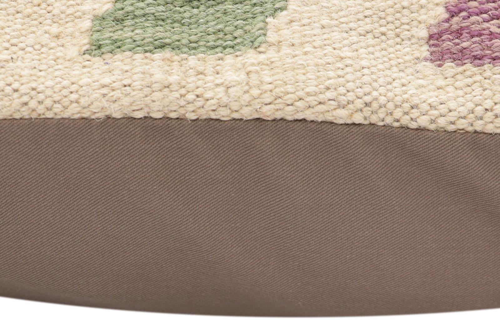 handmade Traditional Pillow Beige Rust Hand-Woven SQUARE 100% WOOL Hand woven turkish pillow2 x 2