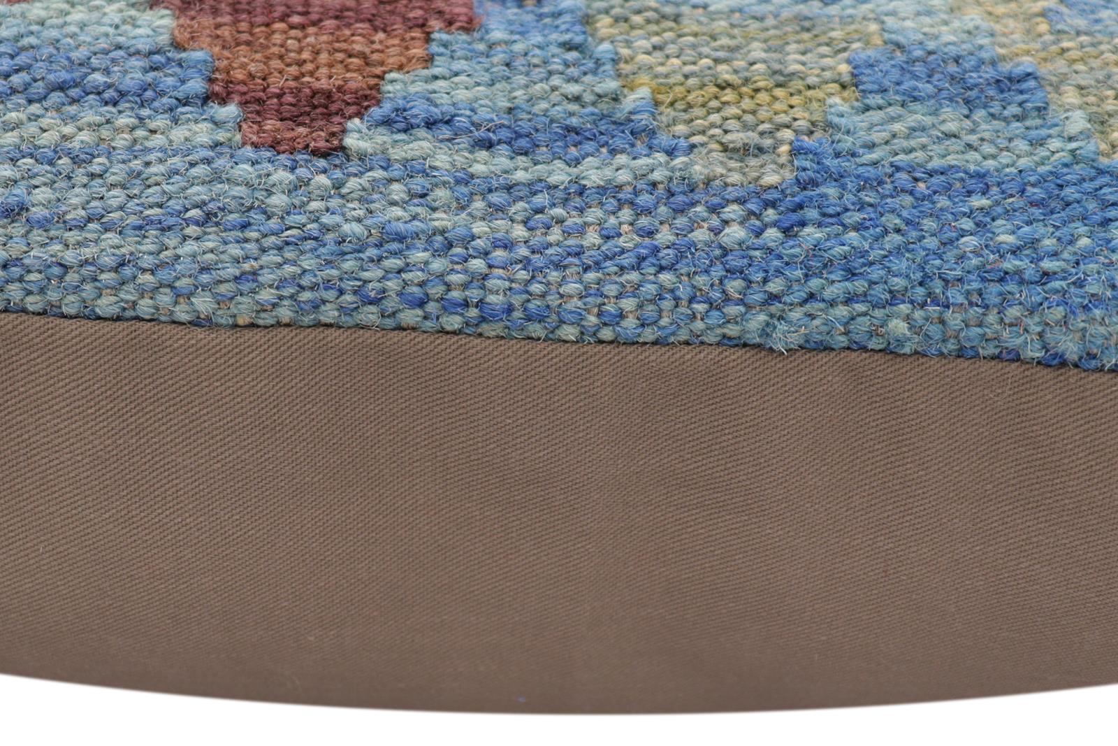 handmade Traditional Pillow Blue Red Hand-Woven SQUARE 100% WOOL Hand woven turkish pillow2 x 2