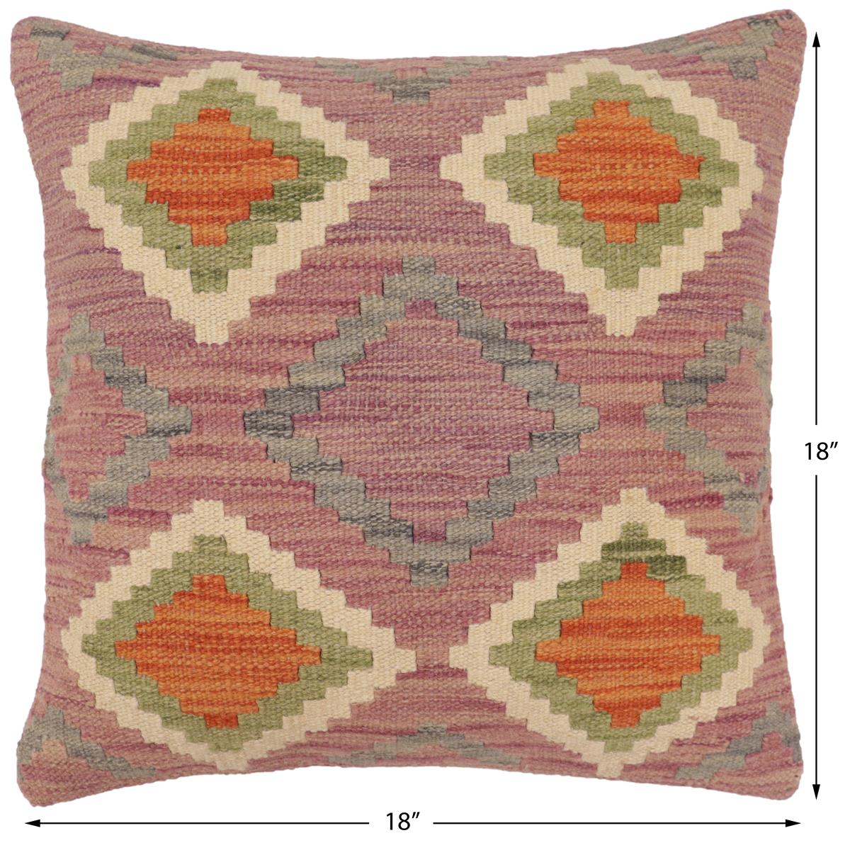 handmade Traditional Pillow Purple Rust Hand-Woven SQUARE 100% WOOL Hand woven turkish pillow2 x 2