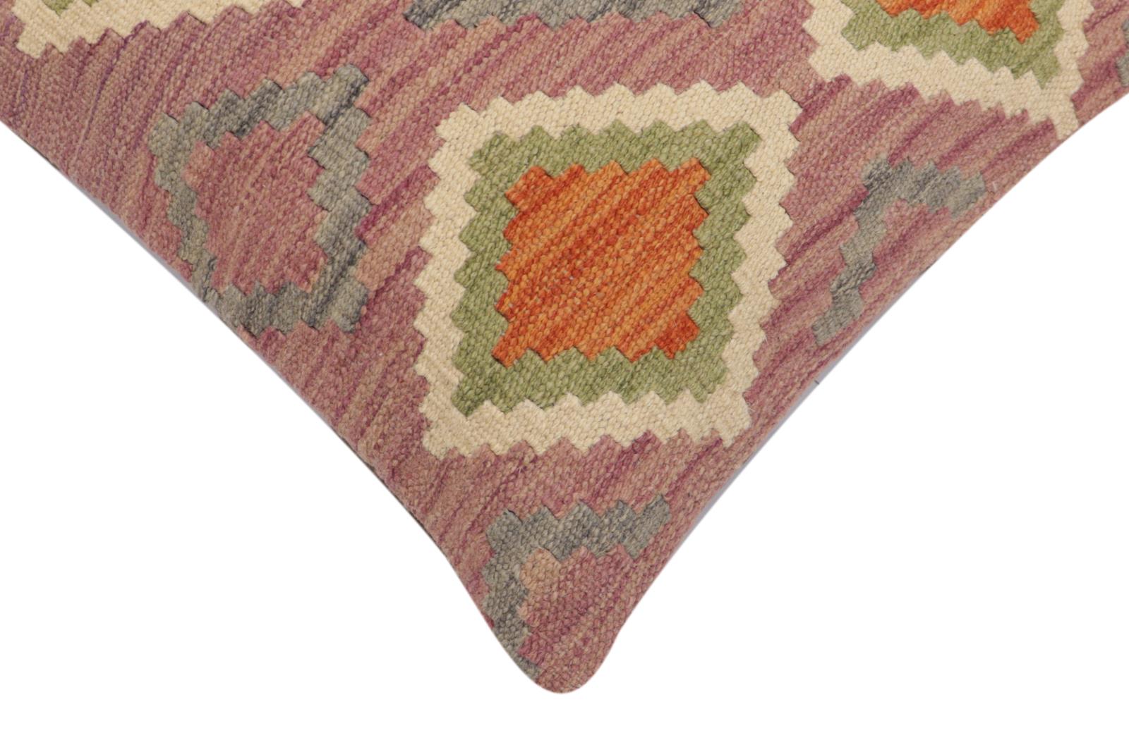 handmade Traditional Pillow Purple Rust Hand-Woven SQUARE 100% WOOL Hand woven turkish pillow2 x 2