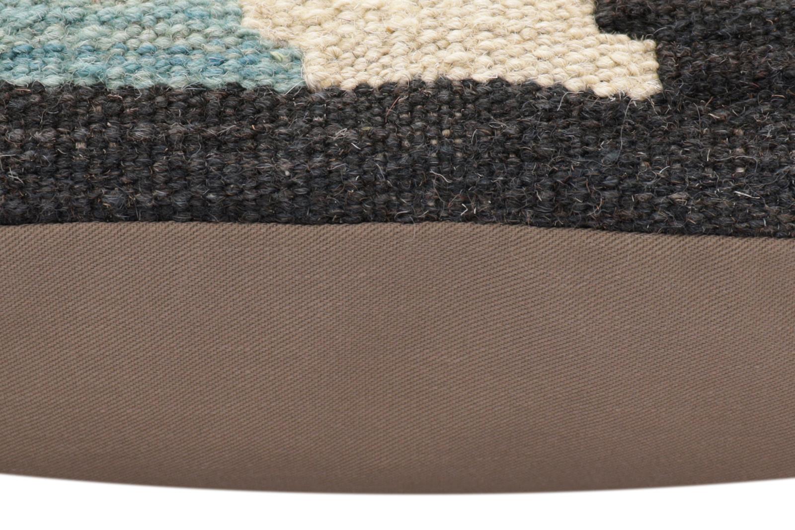 handmade Traditional Pillow Rust Blue Hand-Woven SQUARE 100% WOOL Hand woven turkish pillow2 x 2