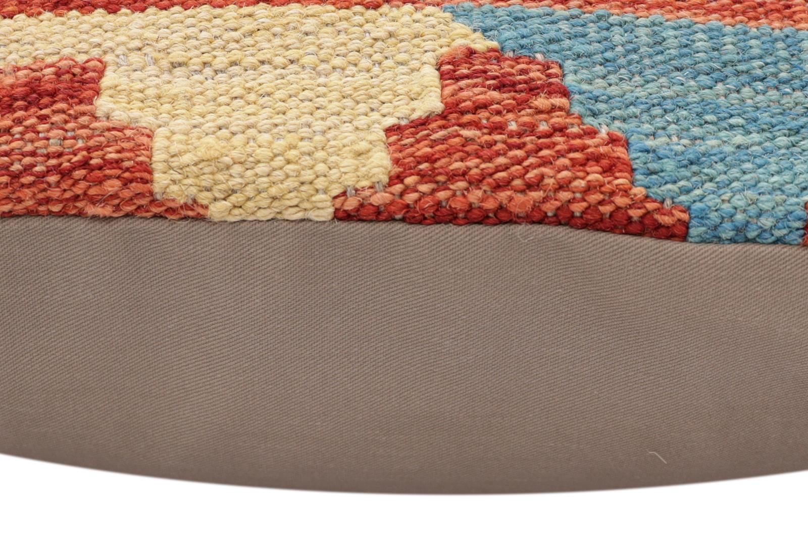 handmade Traditional Pillow Rust Blue Hand-Woven SQUARE 100% WOOL Hand woven turkish pillow2 x 2