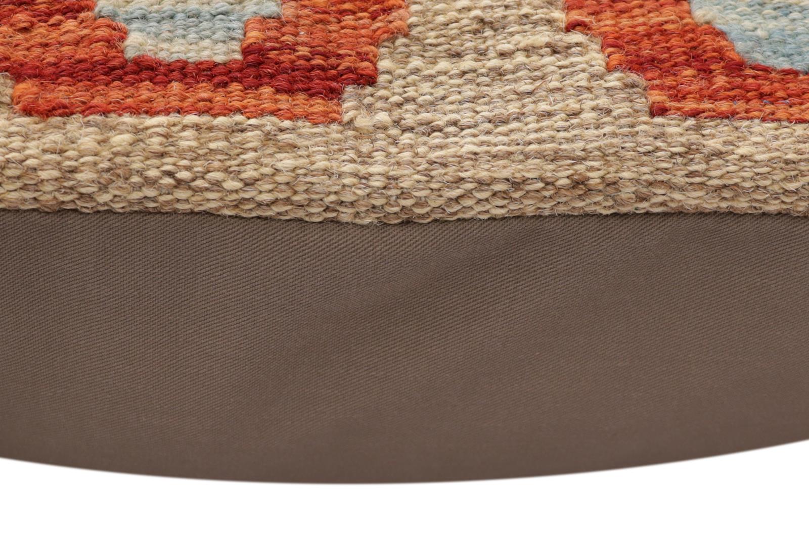 handmade Traditional Pillow Rust Blue Hand-Woven SQUARE 100% WOOL Hand woven turkish pillow2 x 2