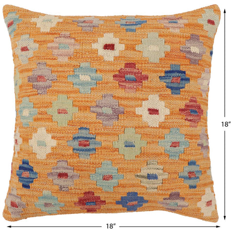 handmade Traditional Pillow Orange Red Hand-Woven SQUARE 100% WOOL Hand woven turkish pillow2 x 2