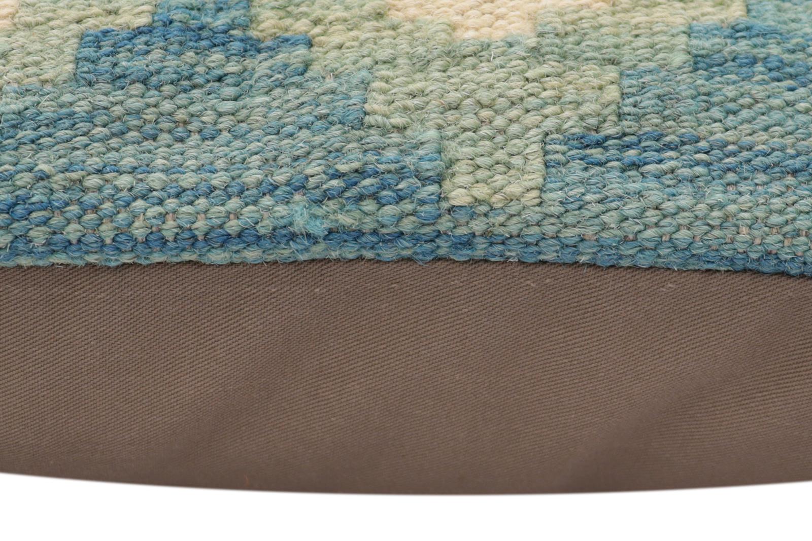 handmade Traditional Pillow Blue Rust Hand-Woven SQUARE 100% WOOL Hand woven turkish pillow2 x 2