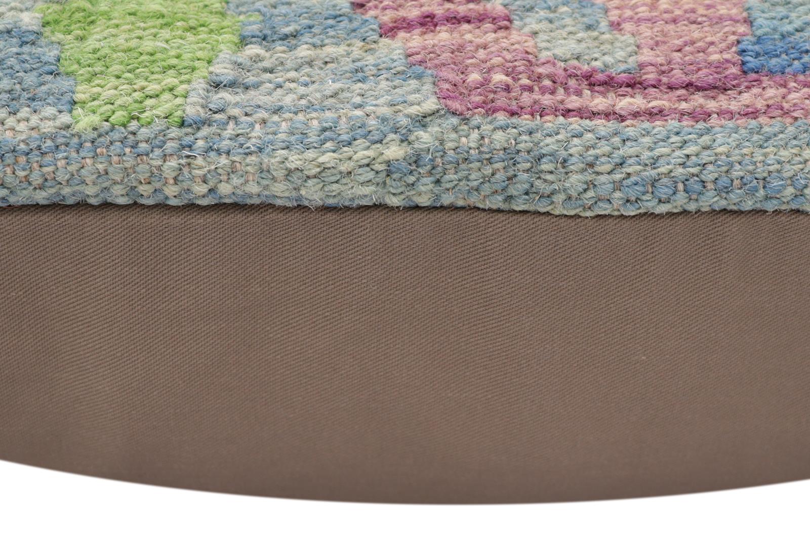 handmade Traditional Pillow Blue Rust Hand-Woven SQUARE 100% WOOL Hand woven turkish pillow2 x 2