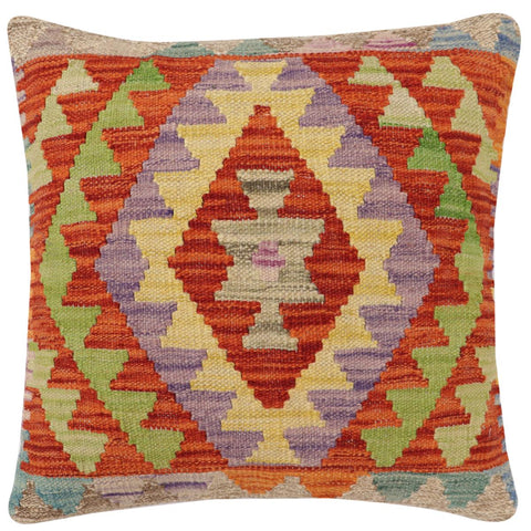 handmade Traditional Pillow Rust Blue Hand-Woven SQUARE 100% WOOL Hand woven turkish pillow2 x 2