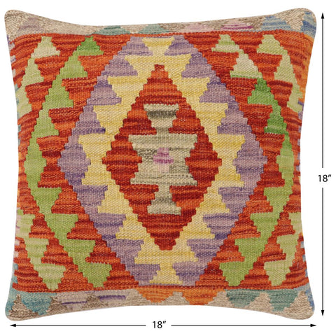 handmade Traditional Pillow Rust Blue Hand-Woven SQUARE 100% WOOL Hand woven turkish pillow2 x 2