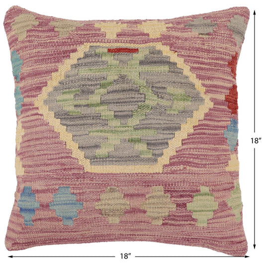 handmade Traditional Pillow Purple Gray Hand-Woven SQUARE 100% WOOL Hand woven turkish pillow2 x 2