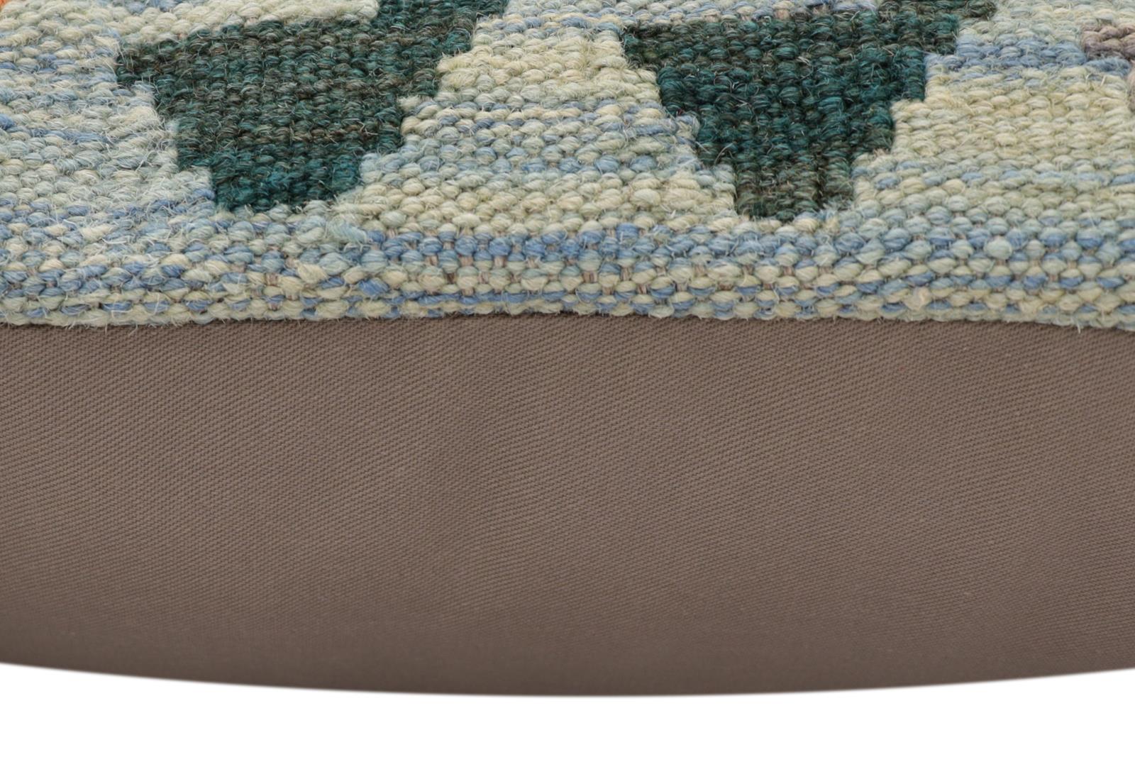 handmade Traditional Pillow Blue Rust Hand-Woven SQUARE 100% WOOL Hand woven turkish pillow2 x 2