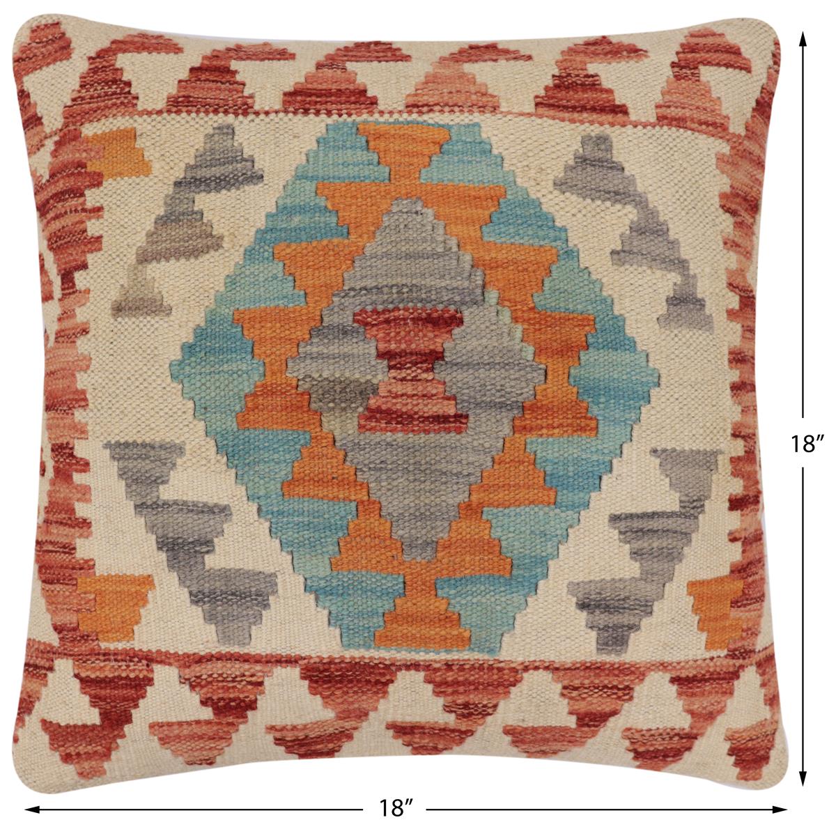 handmade Traditional Pillow Beige Red Hand-Woven SQUARE 100% WOOL Hand woven turkish pillow2 x 2