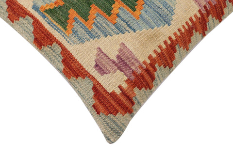 handmade Traditional Pillow Blue Rust Hand-Woven SQUARE 100% WOOL Hand woven turkish pillow2 x 2