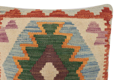 handmade Traditional Pillow Blue Rust Hand-Woven SQUARE 100% WOOL Hand woven turkish pillow2 x 2