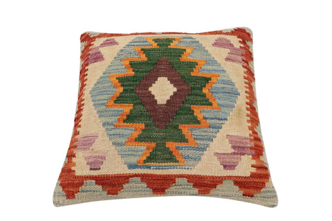 handmade Traditional Pillow Blue Rust Hand-Woven SQUARE 100% WOOL Hand woven turkish pillow2 x 2