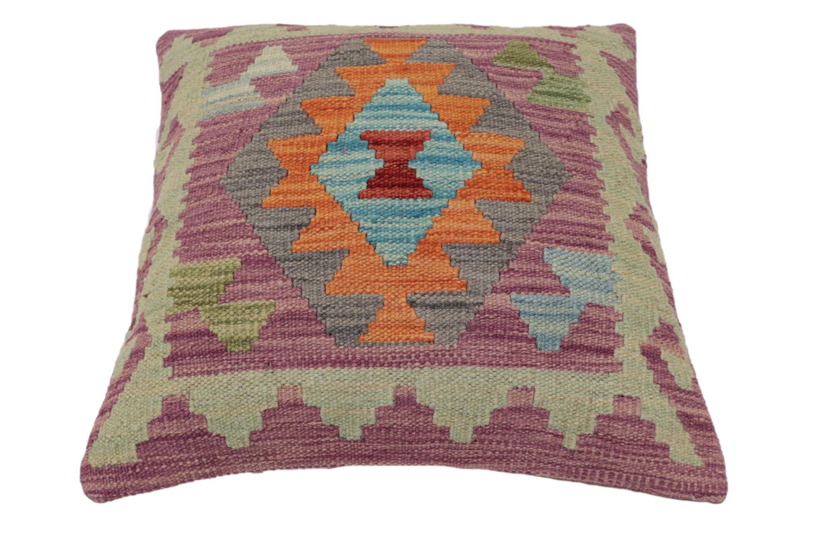 handmade Traditional Pillow Purple Rust Hand-Woven SQUARE 100% WOOL Hand woven turkish pillow2 x 2